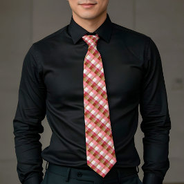 Corbata elegante de cuadros dorados y rojos