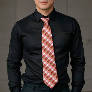 Corbata elegante de cuadros dorados y rojos
