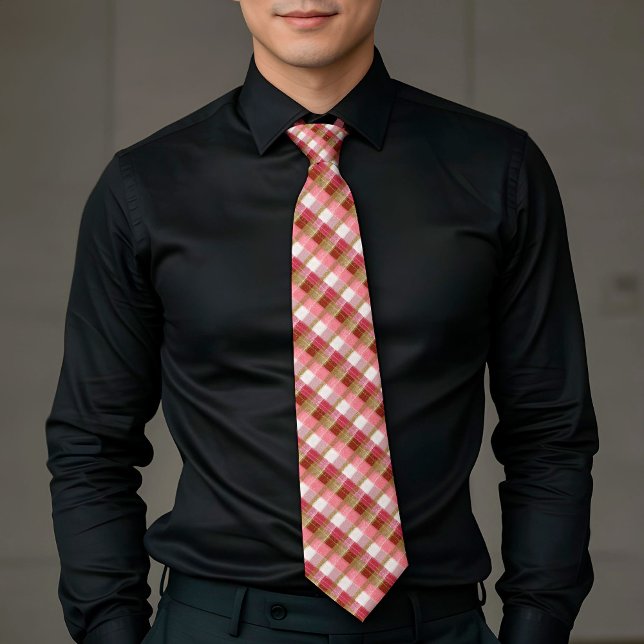 Corbata elegante de cuadros dorados y rojos (Subido por el creador)