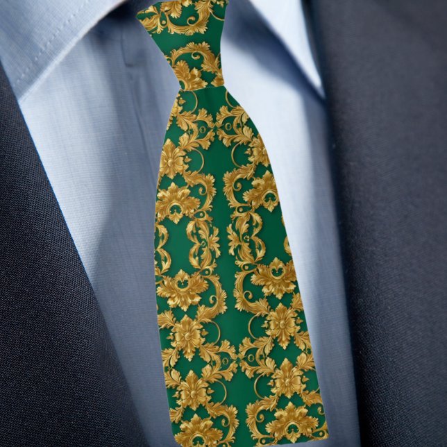 Corbata elegante de oro y esmeralda (Subido por el creador)
