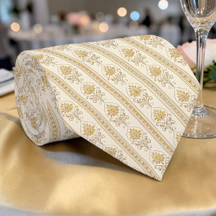 Corbata elegante de seda damasco dorada personaliz