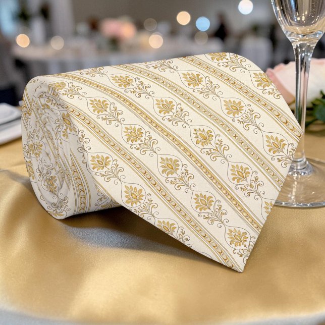 Corbata elegante de seda damasco dorada personaliz (Subido por el creador)