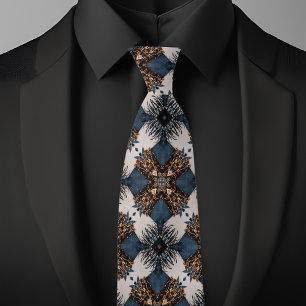 Corbata Elegante Denim Blanco y Patrón de X con Joyas