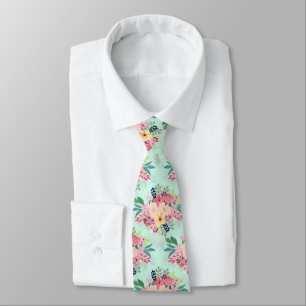 Corbata Elegante diseño de color de agua floral pintado d