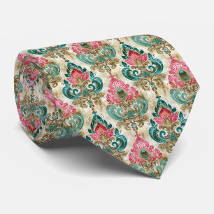 Corbata Elegante empate en rosa y turquesa