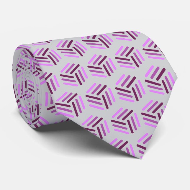 Corbata Elegante empate morado con patrón de Honeycomb gri (Enrollado)