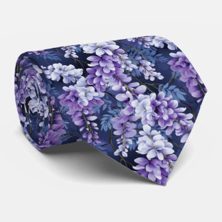 Corbata Elegante estampado floral de glicinia