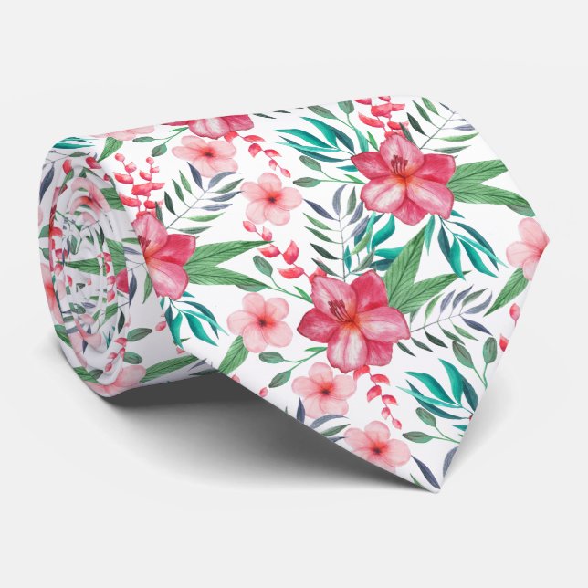 Corbata elegante estampado floral tropical (Enrollado)