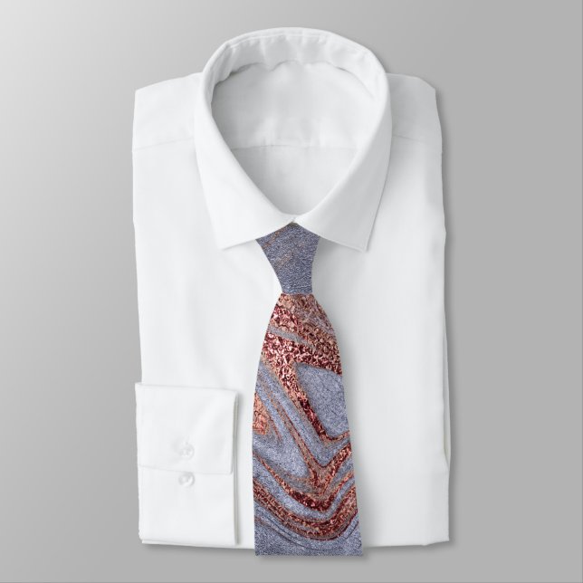 Corbata Elegante estilo moderno de cobre rosa de mármol az (Atado)