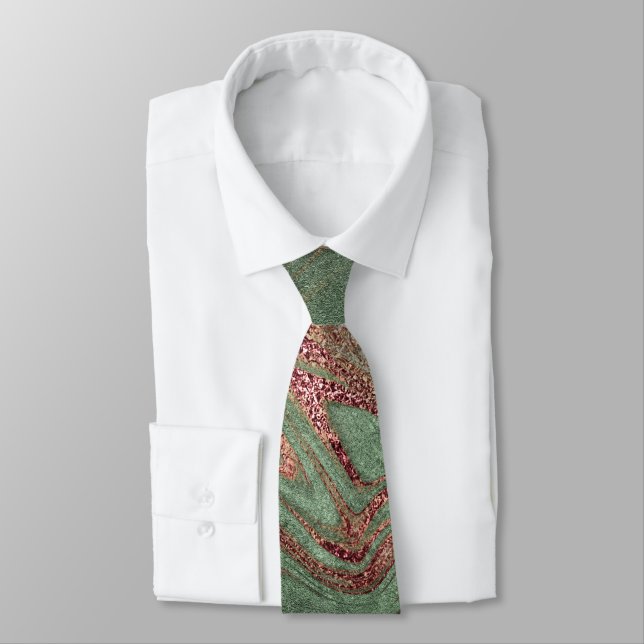 Corbata Elegante estilo moderno de cobre rosa de mármol ve (Atado)