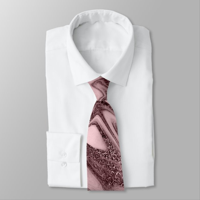 Corbata Elegante estilo moderno rosa de cobre de mármol ro (Atado)