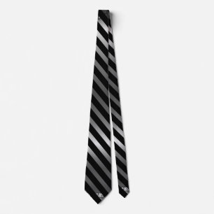Corbata Elegante Faux Silver Shimmer y Black Stripes