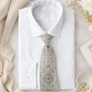 Corbata elegante femenino chic gris crema beige blanco flo