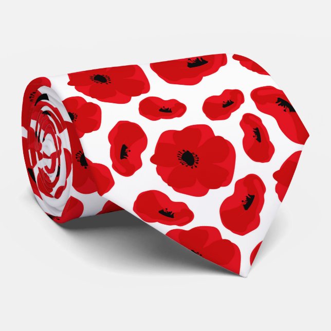 Corbata Elegante Flor Amapola Personalizable (Enrollado)