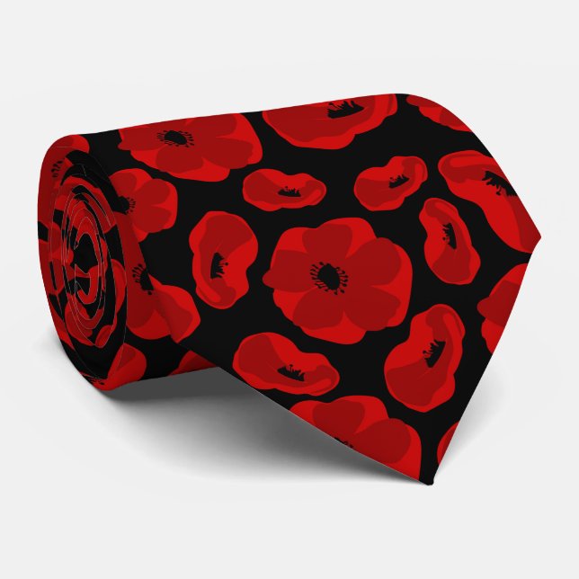 Corbata elegante flor de amapola personalizable (Enrollado)
