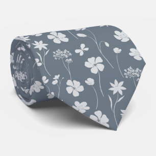Corbata Elegante flor silvestre floral azul polvoriento bl