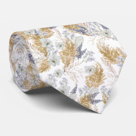 Corbata Elegante Floral Acuarela de Lavanda y Pampas