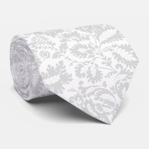 Corbata Elegante Floral Botánico Gris