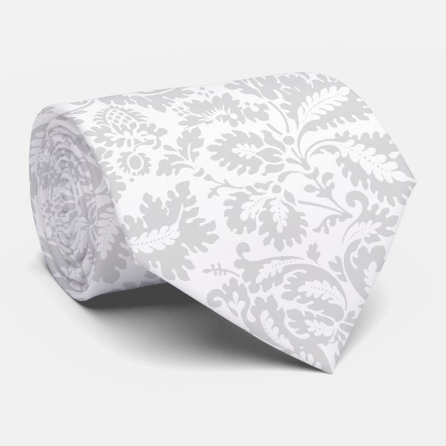 Corbata Elegante Floral Botánico Gris (Enrollado)