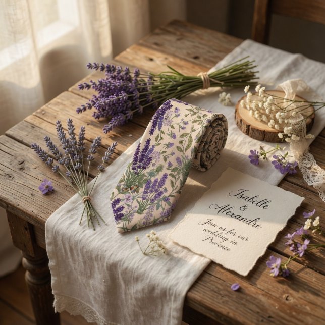 Corbata Elegante Floral de Lavanda (Subido por el creador)