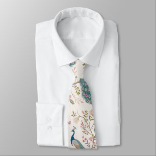 Corbata Elegante Floral de Pavo Real Vintage (5)