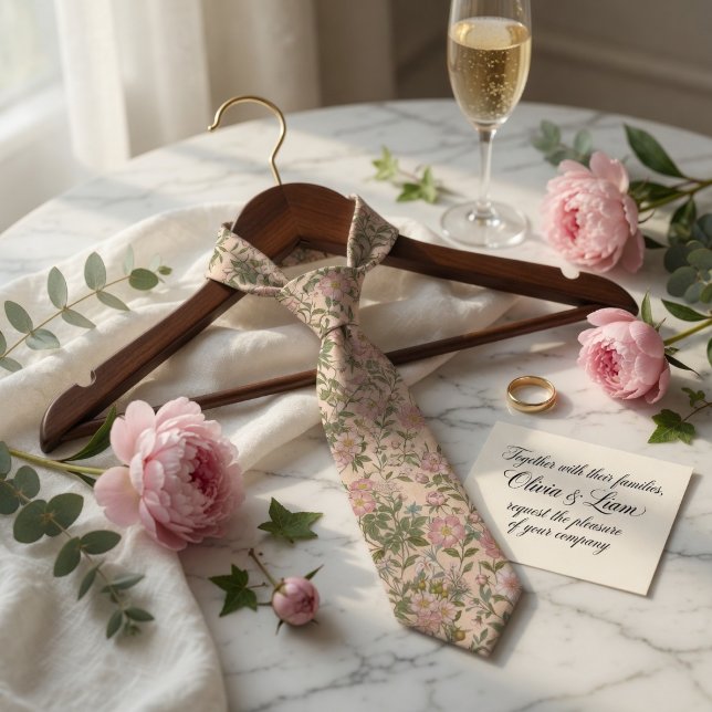 Corbata Elegante Floral de Peonía Rosa (Subido por el creador)