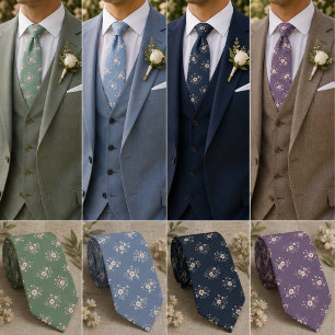 Corbata Elegante floral ditsy azul oscuro