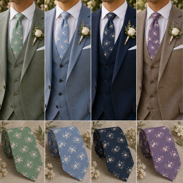 Corbata Elegante floral ditsy azul oscuro (Subido por el creador)