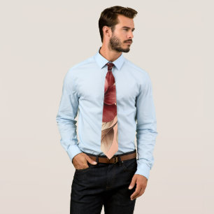 Corbata Elegante floral en acuarela de burgundy y crema