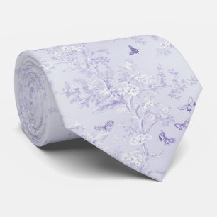 Corbata Elegante Floral Lavanda Pálido y Mariposas
