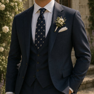 Corbata Elegante floral micro botánico vintage