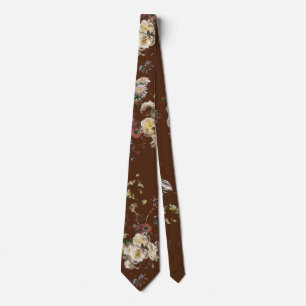 Corbata Elegante Floral Oscuro Vintage Malhumorado 