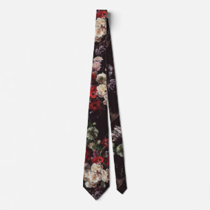 Corbata Elegante Floral Oscuro Vintage Malhumorado 