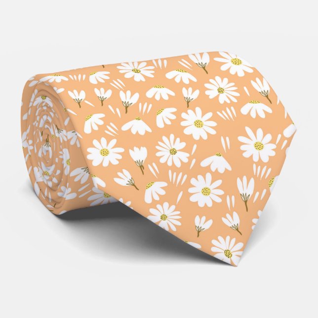 Corbata Elegante Floral Personalizada de Manzanilla (Enrollado)