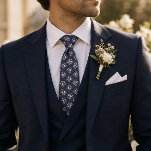 Corbata Elegante floral vintage de color navy