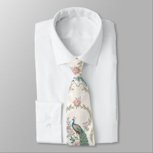Corbata Elegante Floral Vintage de Pavo Real (2)