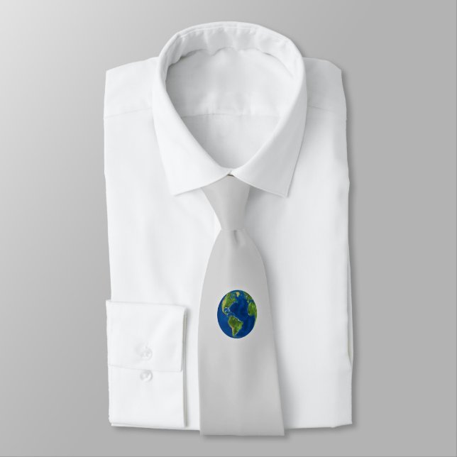 Corbata Elegante globo terráqueo sobre gris claro (Atado)