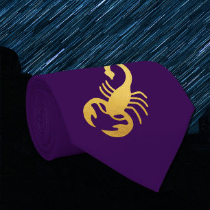 Corbata Elegante Golden - Morado Escorpio Zodiaco