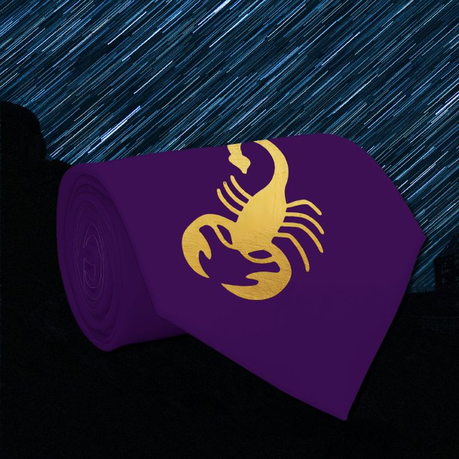 Corbata Elegante Golden - Morado Escorpio Zodiaco (Subido por el creador)