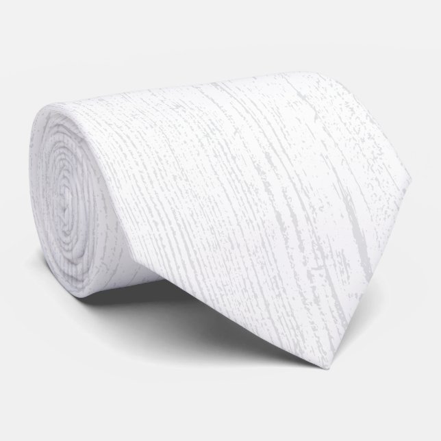 Corbata Elegante Grano Blanco Y Gris De Madera (Enrollado)