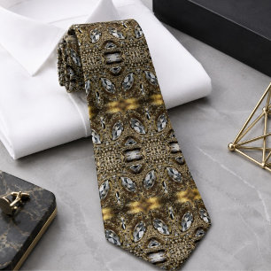 Corbata elegante gris plateado dorado negro art déco