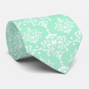 Corbata Elegante Groomsmen Damask Pattern Neo Mint Boda