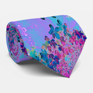 Corbata Elegante Hortensia Limelight Azul Oscuro y Magenta