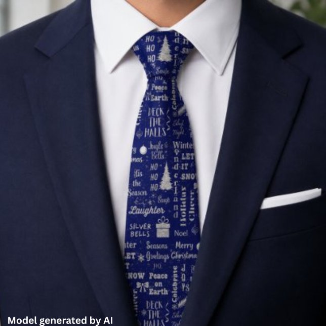 Corbata Elegante letra de Navidad Collage Azul Marino Plat (Subido por el creador)