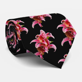 Corbata Elegante Lilies Orientales De Color Rosa