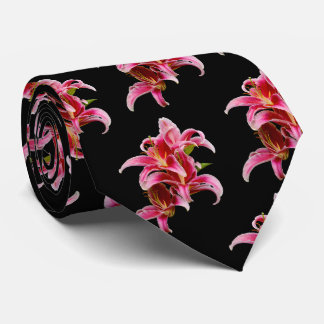 Corbata Elegante Lilies Orientales De Color Rosa