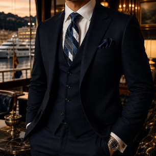 Corbata Elegante lujo azul marino mosaico de mármol