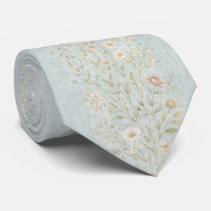 Corbata Elegante luz azul vintage botánico