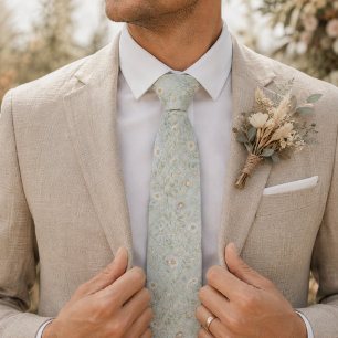 Corbata Elegante luz azul vintage botánico