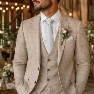 Corbata Elegante luz azul vintage botánico